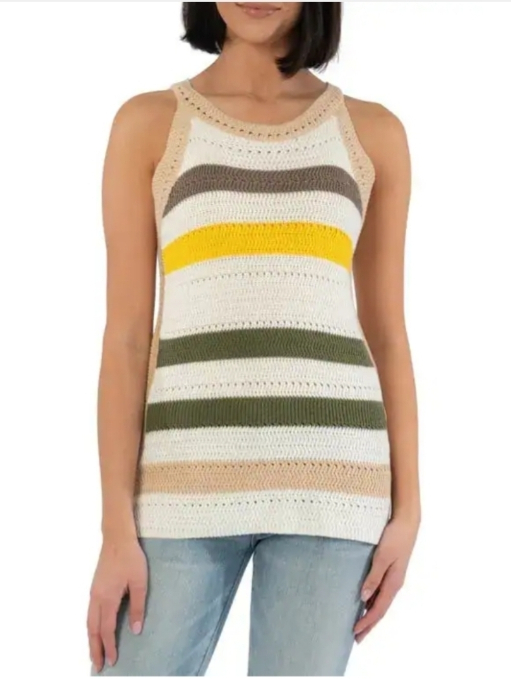 Kut From The Kloth | Nour Stripe Crochet Sweater Tank Size Medium